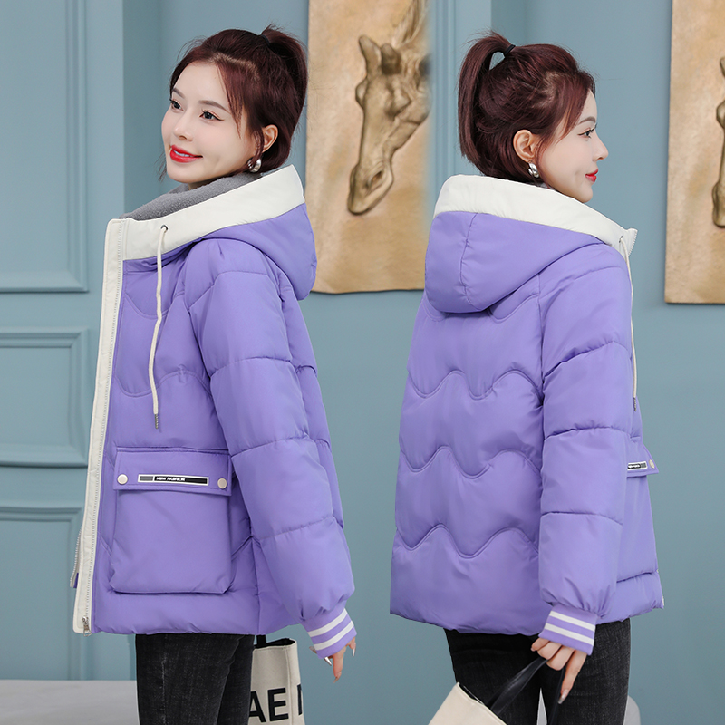 實拍2023冬季新款韓版寬鬆學生加厚連帽羽絨服短款棉服女小個子