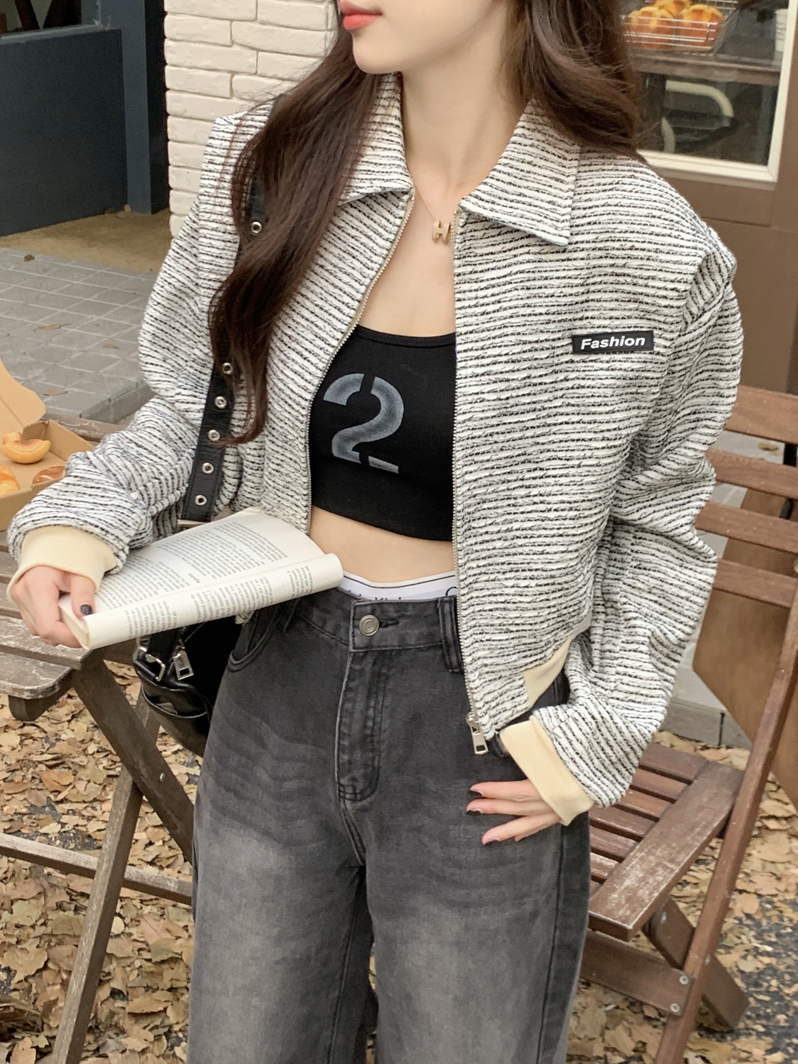 實拍 港風小香風棒球服女春秋短款高級感氣質休閒百搭開衫外套潮
