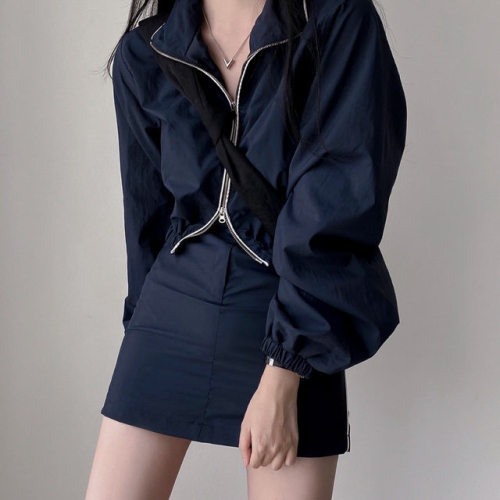 尺码更新韩版复古时尚宽松防晒外套+包臀短裙时尚两件套