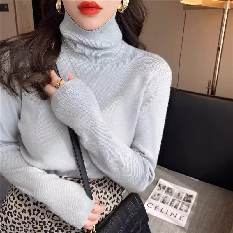 高領打底衫女秋冬2023新款白色內搭春秋款黑色針織衫羊毛衫毛衣
