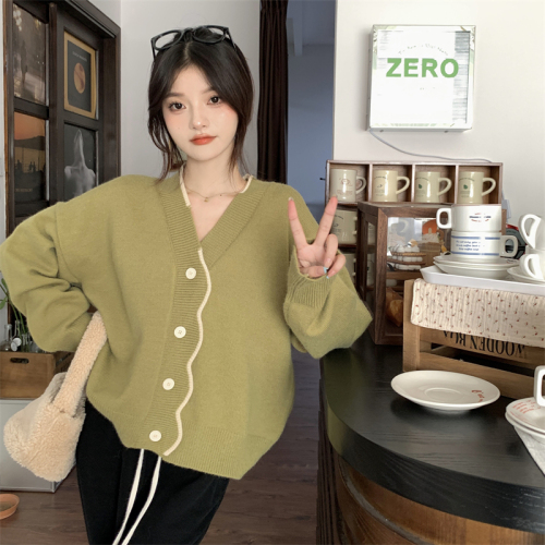  new autumn retro knitted cardigan top design niche loose soft and waxy slim sweater jacket