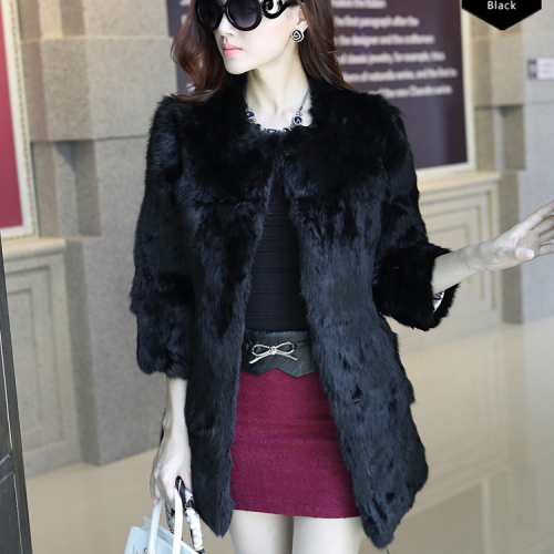 Fur coat women's winter wear  new fashionable young rex rabbit fur mid-length coat plush coat