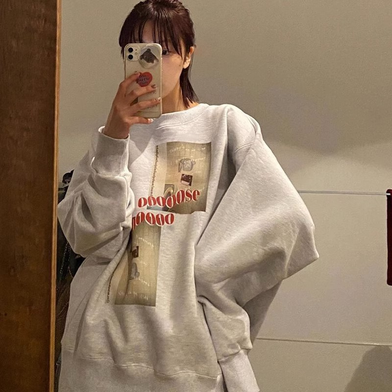 防棉華棉複合牛奶絲300克/銀狐絨400克圓領衛衣女