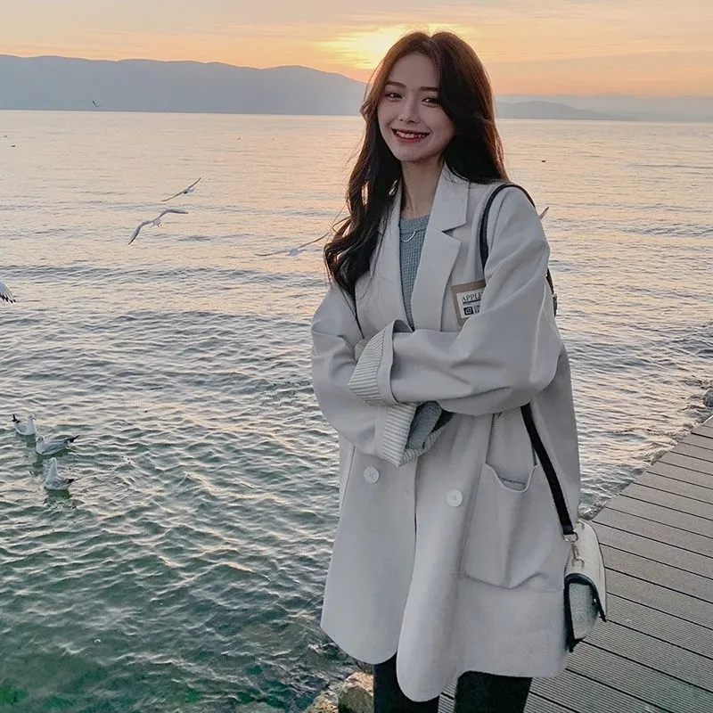 炸街西裝外套女春秋2023新款韓版寬鬆小個子網紅百搭休閒西服上衣