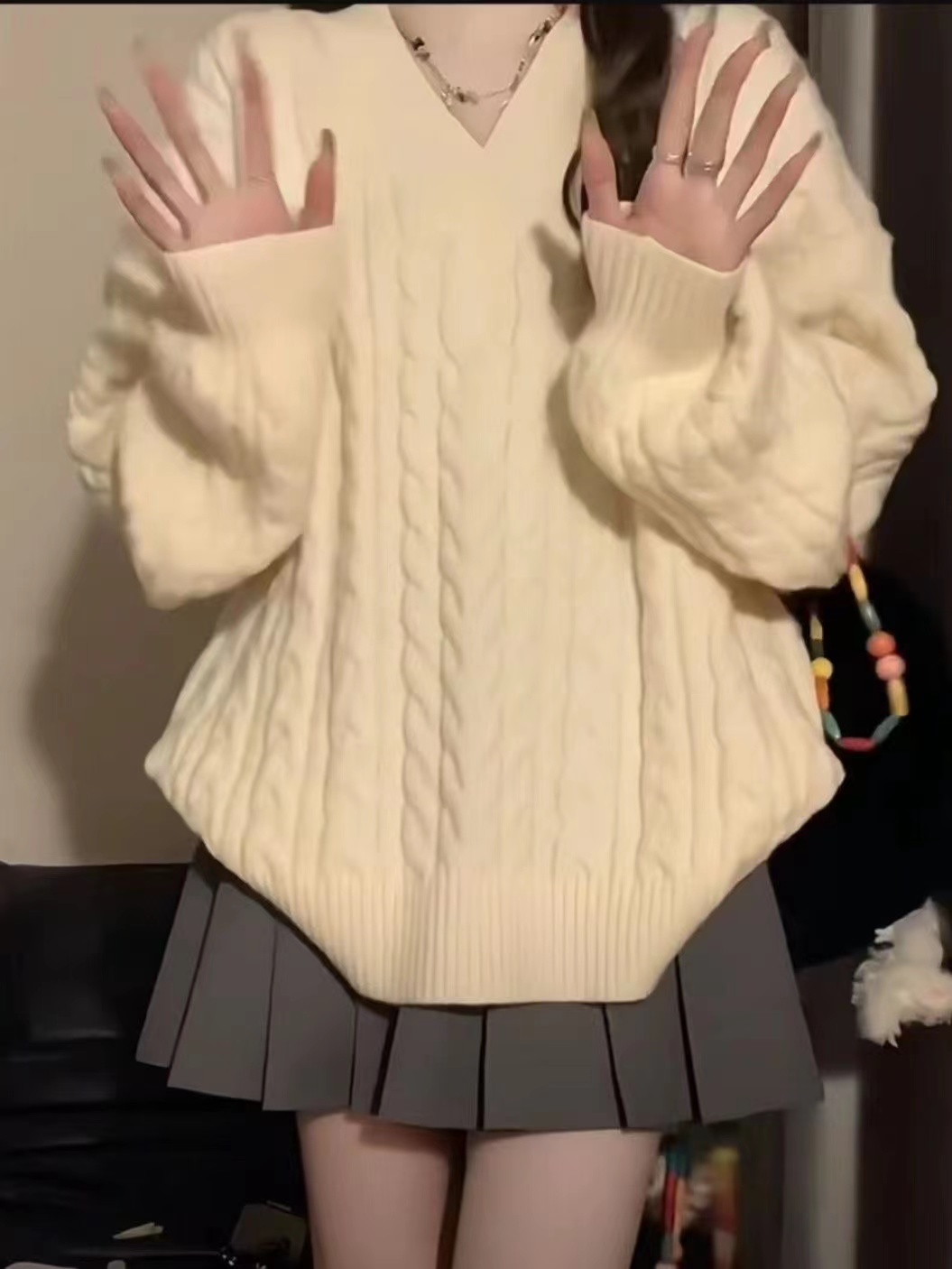 秋季奶系穿搭一整套網紅小個子活潑減齡學院風毛衣裙子兩件套裝女