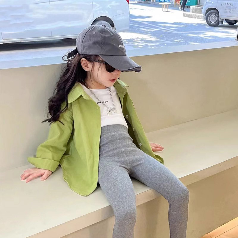 Girls mid-length shirts spring and autumn 2023 new style children's embroidered shirts Korean style girls letter tops