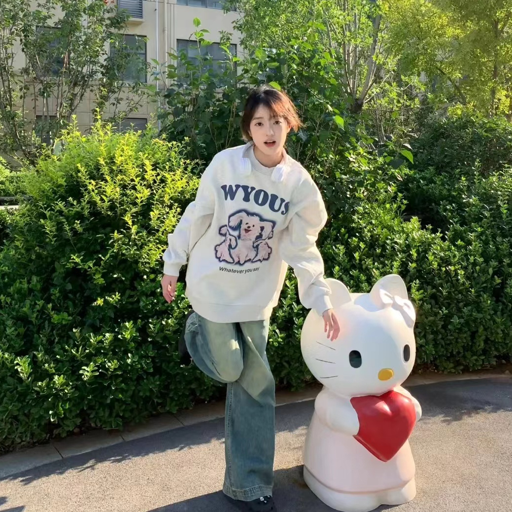 防棉華棉複合牛奶絲300克/銀狐絨400克圓領衛衣女