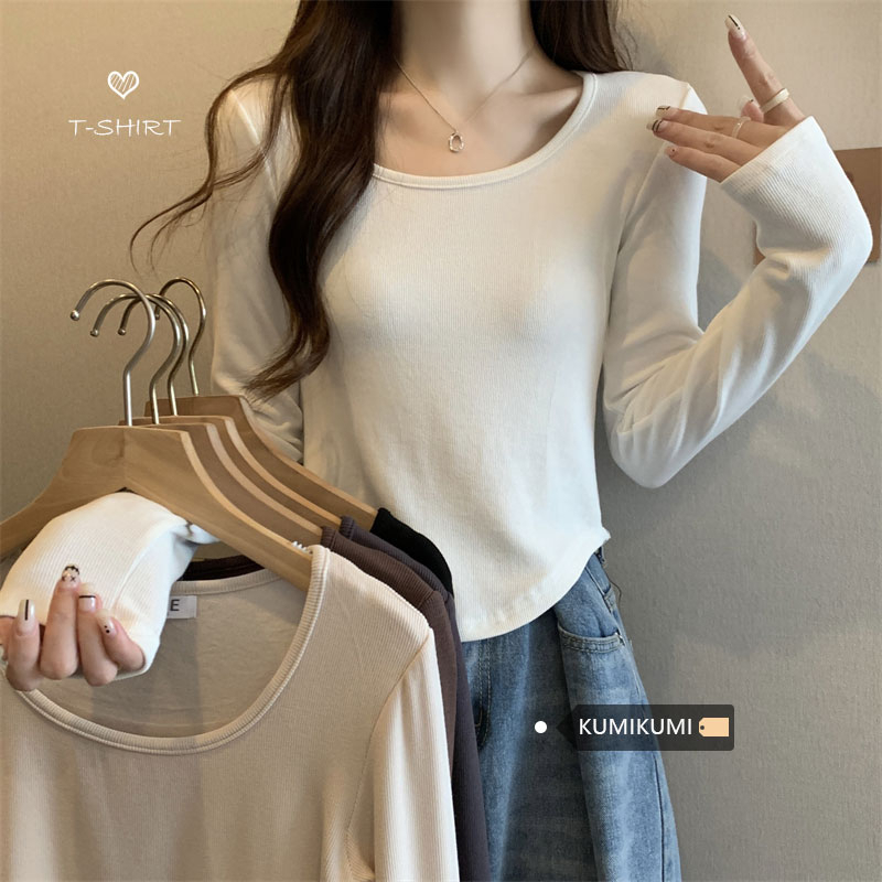 Fashionable super hot white velvet bottoming shirt long-sleeved T-shirt for women autumn and winter slim fit inner top for women trendy