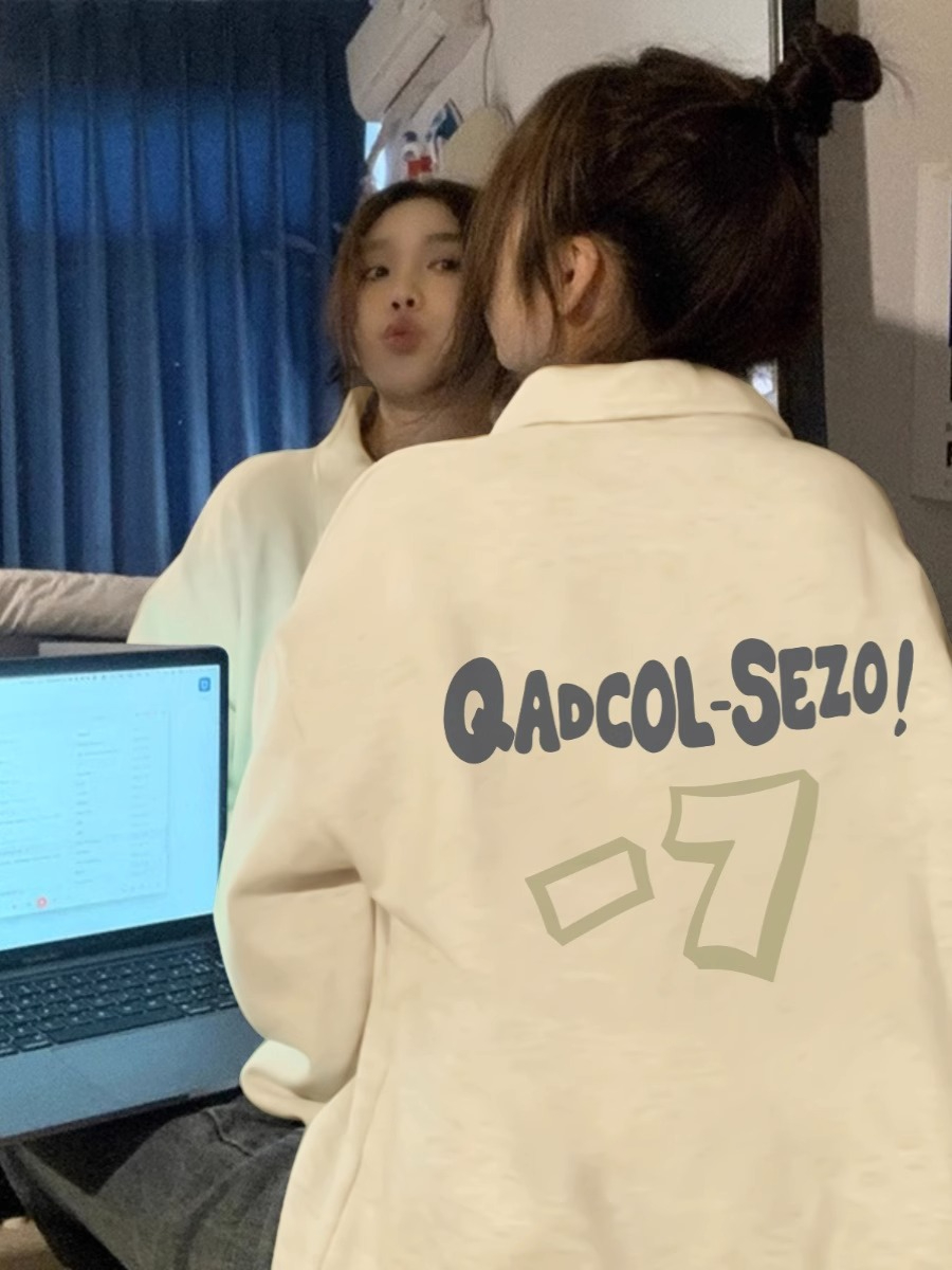 防棉華棉複合牛奶絲300克銀狐絨400克Polo領半拉鏈衛衣女