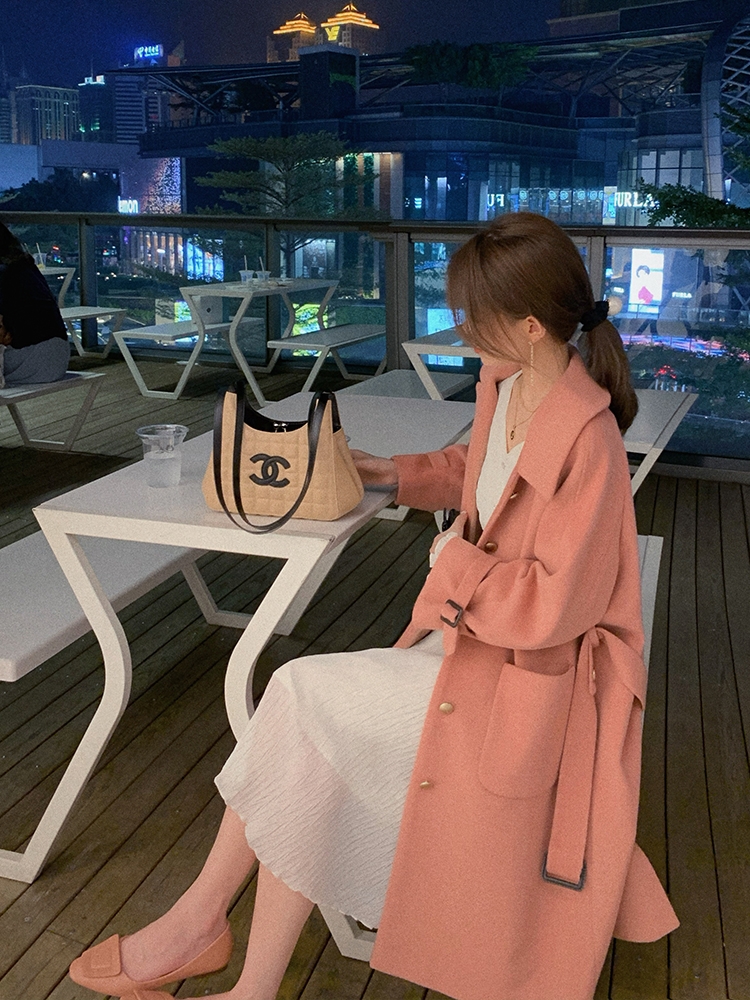 Guo Guo customized woolen coat for women mid-length autumn new Korean style loose woolen coat for small people