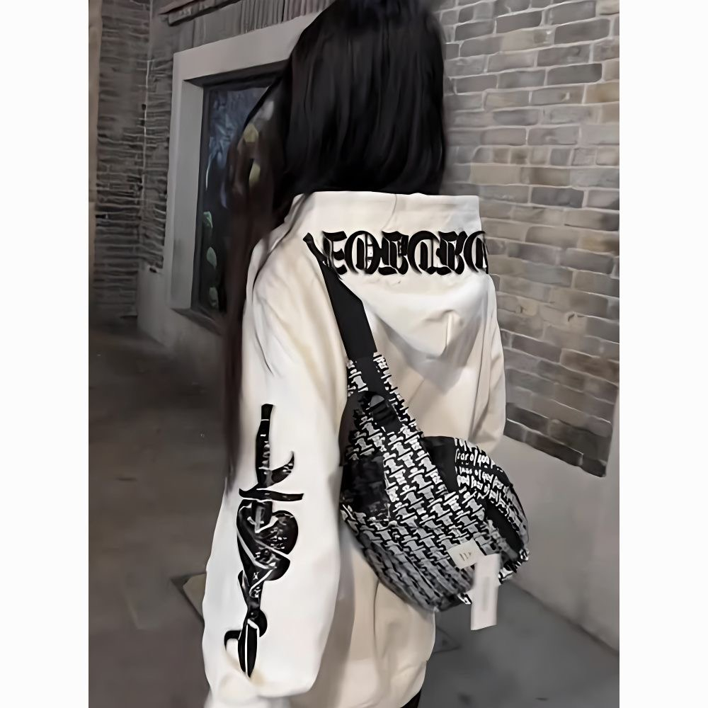National trend brand American high street sweatshirt for women spring and autumn hooded thin niche design European and American hiphop couple jacket