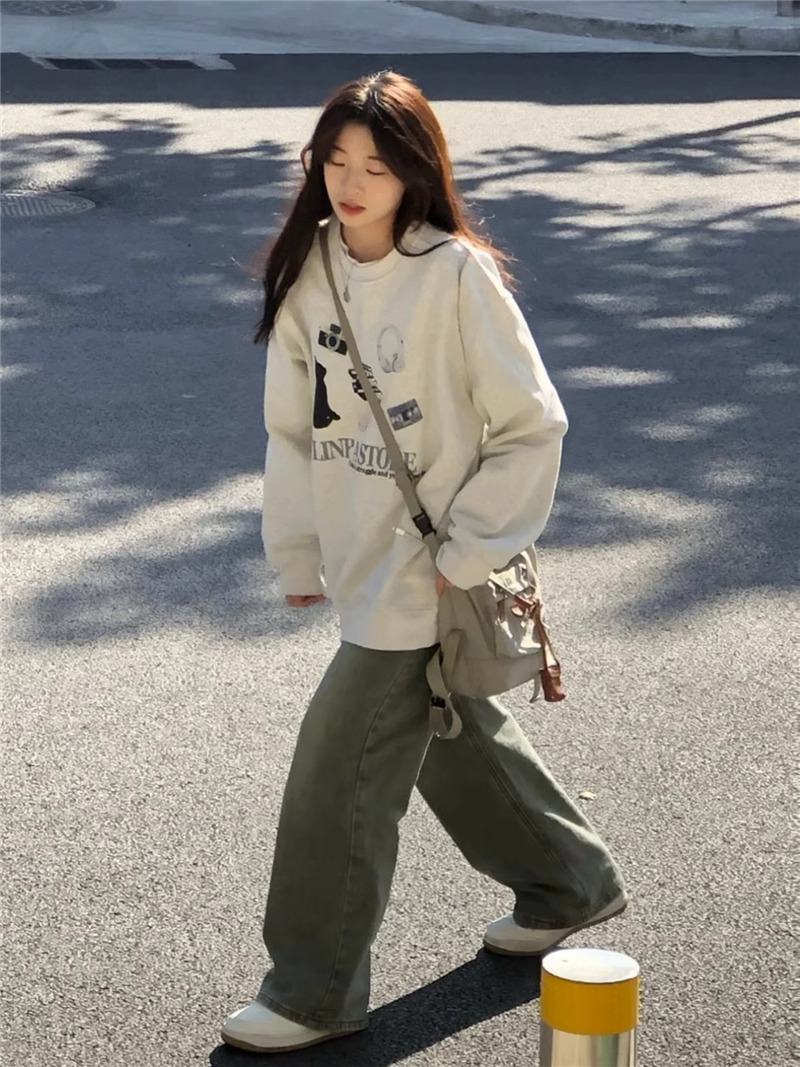 防棉華棉複合牛奶絲300克/銀狐絨400克圓領衛衣女