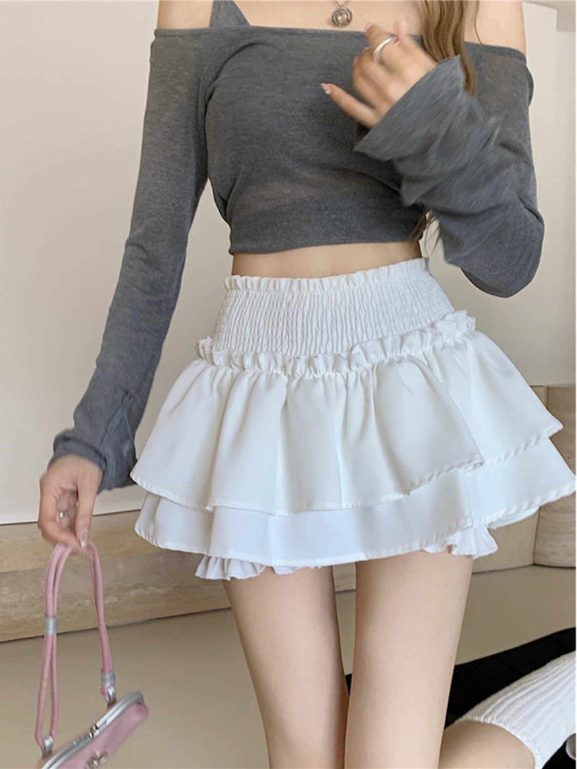 Ballet style skirt for women autumn Korean version 2023 new high waist slim design sweet and spicy cake puff skirt