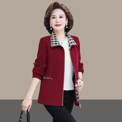 Thick velvet jacket for women, new style, winter casual loose short top, middle-aged and elderly mother's jacket