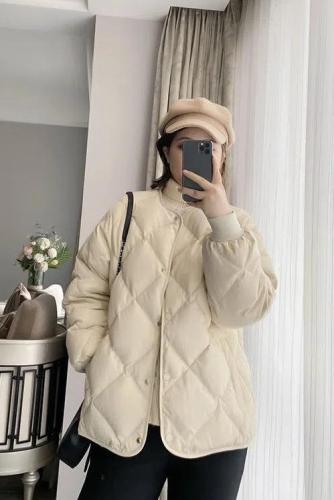  new winter Korean style thickened and warm down jacket for small people, loose diamond lapel cotton coat for women