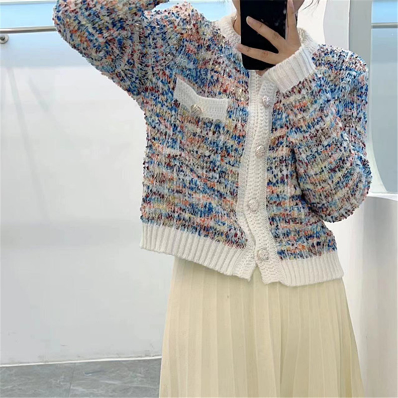 2023 new autumn and winter pink small fragrant style jacket, short top, loose and elegant for women