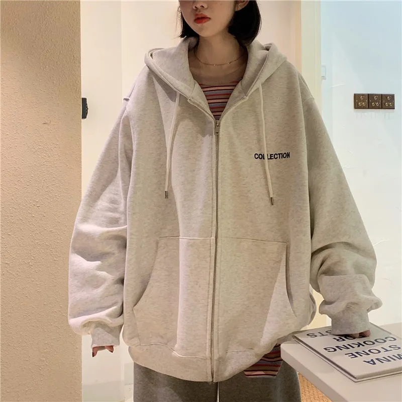 6535魚鱗 秋季新款bf韓版長袖連帽衛衣上衣女學生寬鬆外套