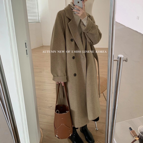 Japanese woolen coat for women in autumn and winter new style woolen coat small medium length Hepburn style