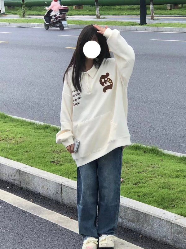 已出貨 華夫格 衛衣女寬鬆高級感Polo衫甜美情侶