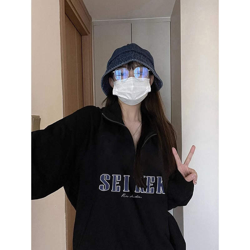 320克華棉複合牛奶絲 秋季新款潮牌寬鬆Polo領衛衣