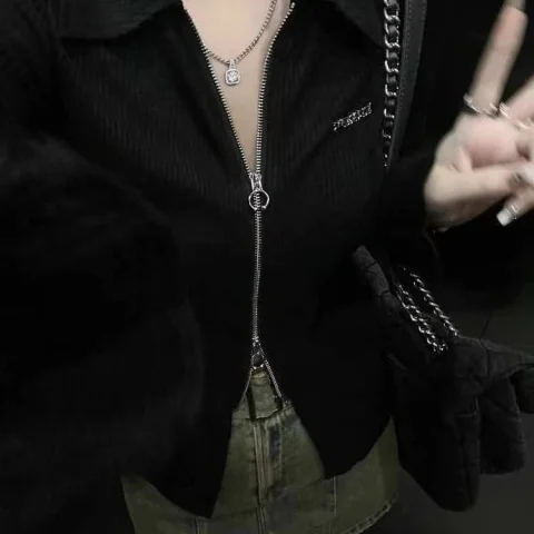 已出貨 羅紋 設計感小眾露肩修身顯瘦純欲風長袖女