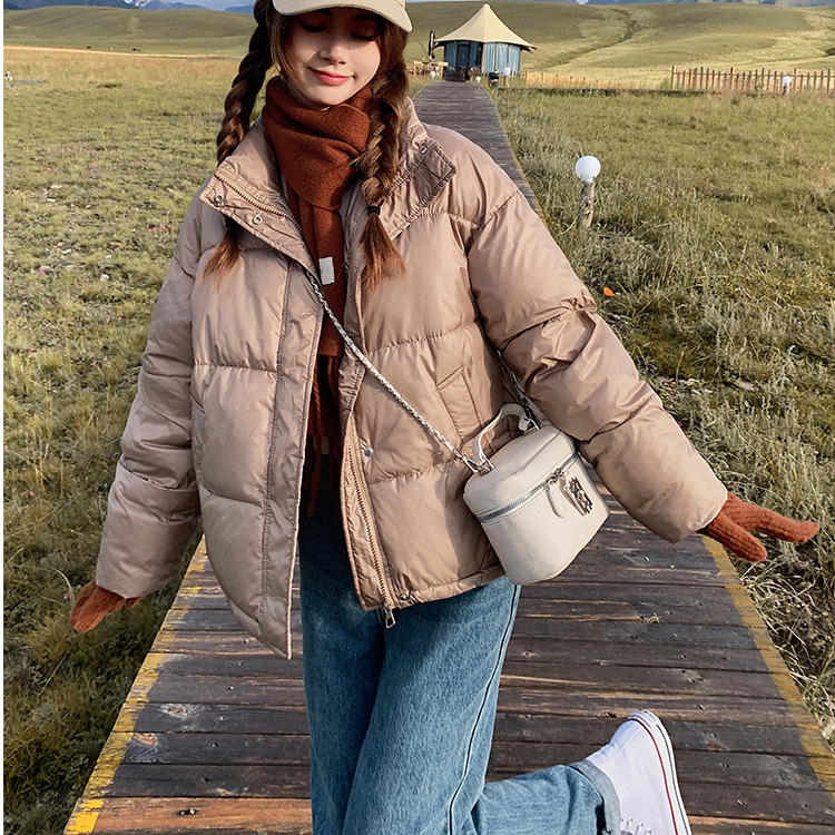 2023 Winter New Short Down Down Jacket Women's Thickened Korean Style Loose Versatile Simple Stand Collar Small Coat