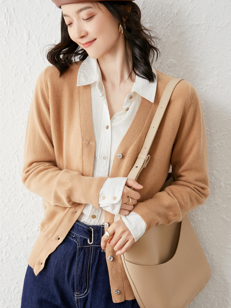 2023 Spring and Autumn Knitted Cardigan Loose Thin V-neck Jacket Top