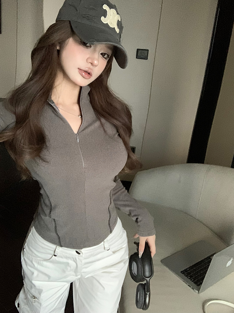 Real shot!  Half turtleneck bottoming shirt for women autumn new tight long-sleeved top European and American ins hot girl T-shirt 2274