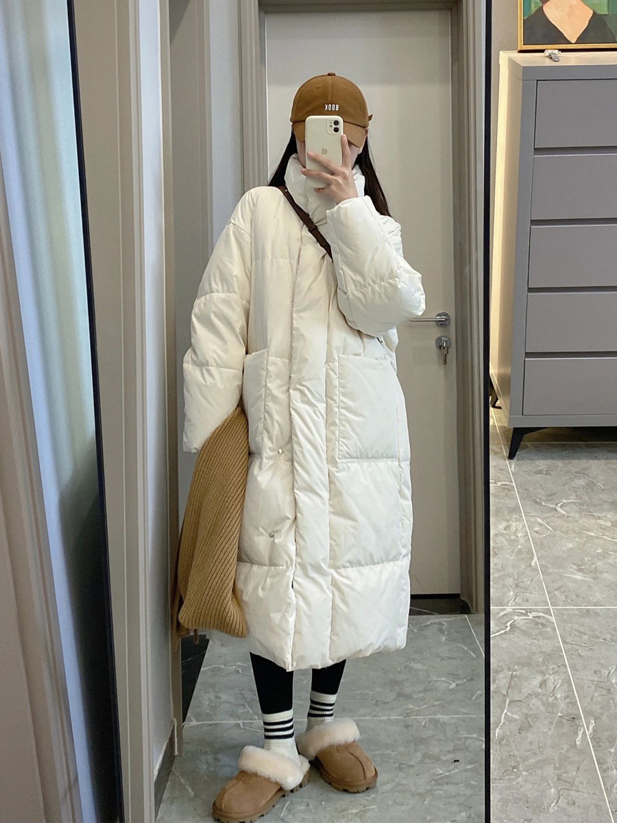 2023 Winter New Korean Style Down Cotton Jacket Women's Mid-Length Stand Collar Fashion Simple Bakery Cotton Jacket