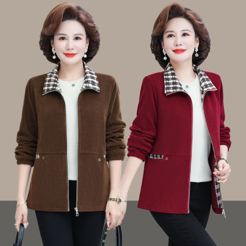 Thick velvet jacket for women, new style, winter casual loose short top, middle-aged and elderly mother's jacket