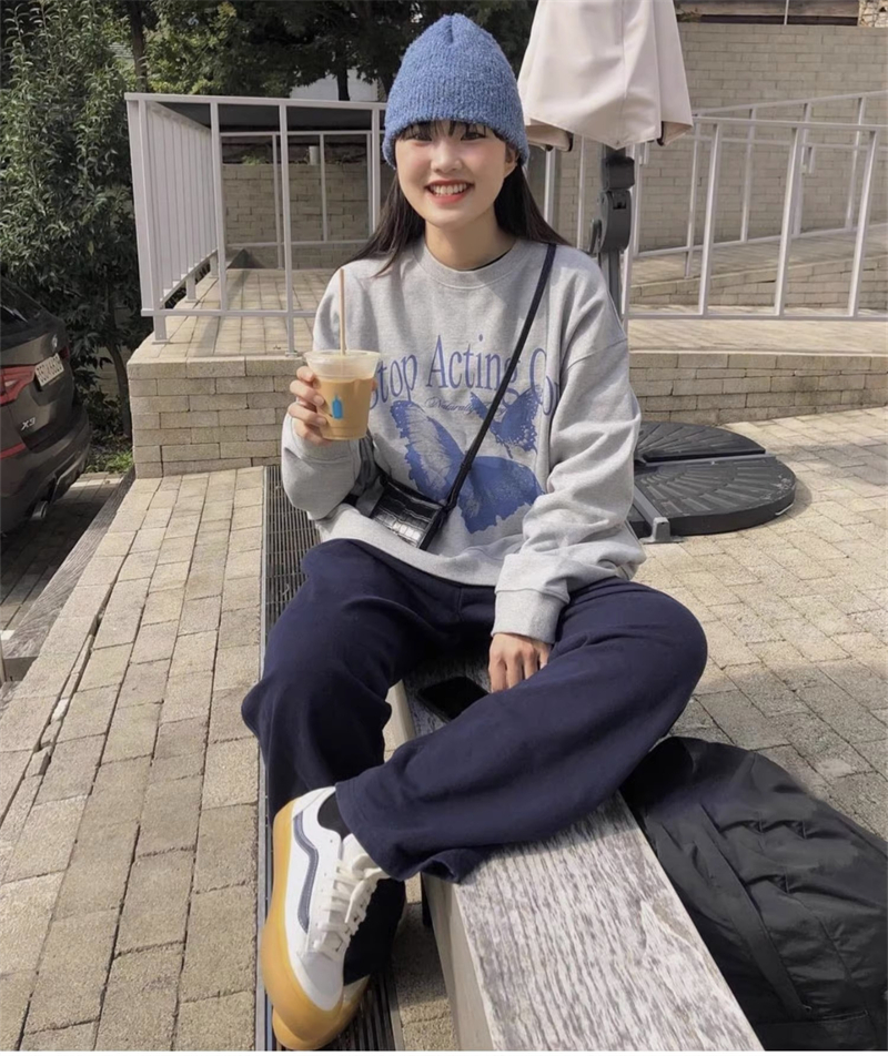 Anti-cotton Chinese cotton composite milk silk 300g/silver fox velvet 400g round neck sweatshirt for women