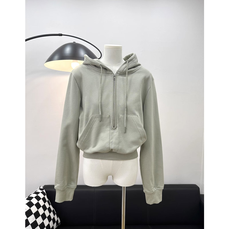 Original workmanship American half-zip short hooded sweatshirt for women 2023 autumn lazy loose long-sleeved top