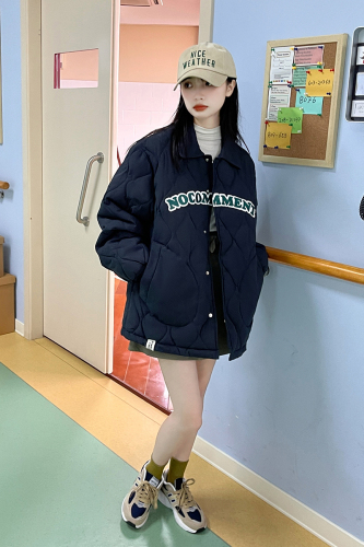 Real shot of down jacket women's short  new Korean style cotton coat large size loose slimming cotton coat