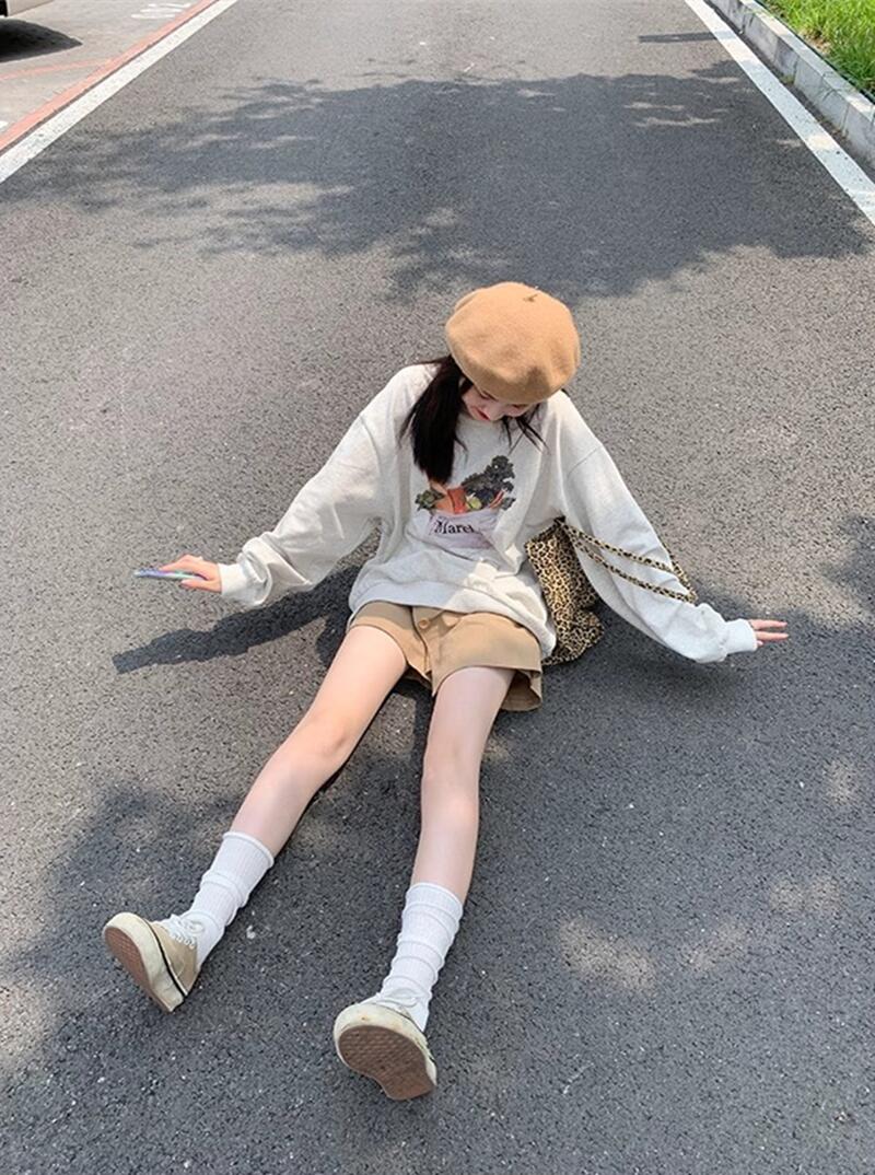 韓國新款華棉複合薄款310克/加絨410克 秋冬裝衛衣女印花寬鬆大碼