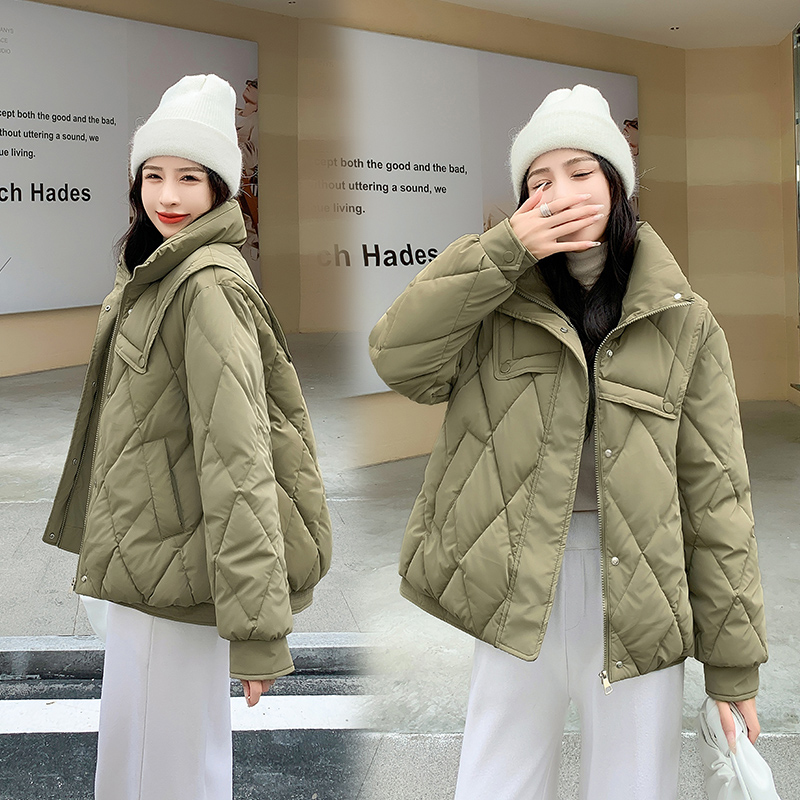 實拍羽絨棉服女2023年新款冬季學生棉襖韓系男女oversize棉衣外套