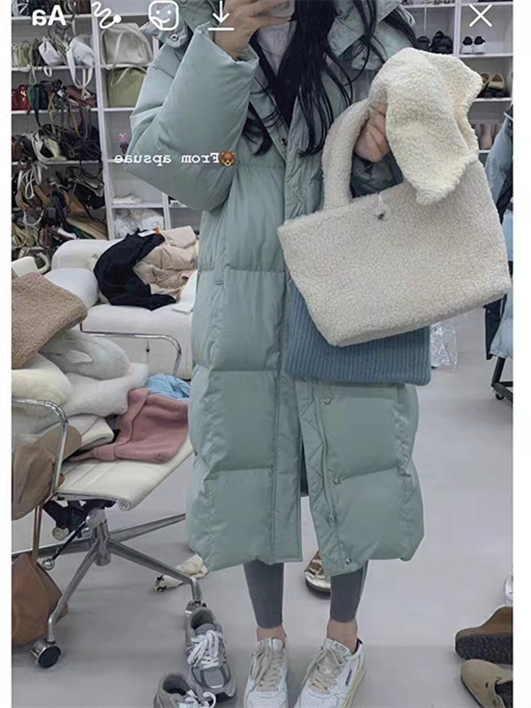oversize bread coat, down cotton coat, women's winter coat, mid-length thick cotton coat, 2023 new trend