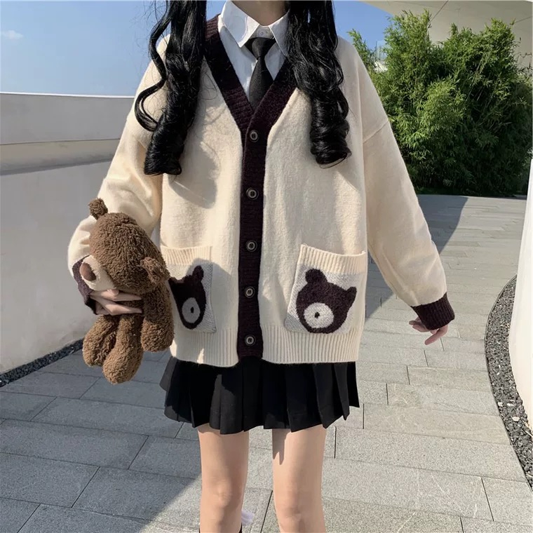毛衣開衫百褶短裙兩件套學院風小個子洋氣減齡少女奶系學生套裝裙
