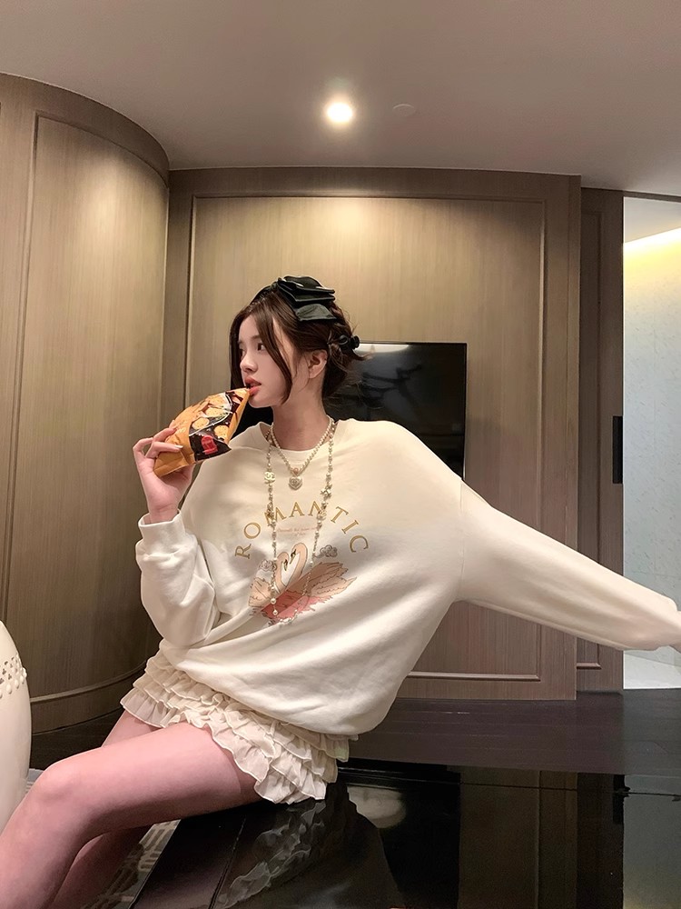 韓版新款華棉複合薄款310克/加絨410克 秋冬裝衛衣女印花寬鬆大碼