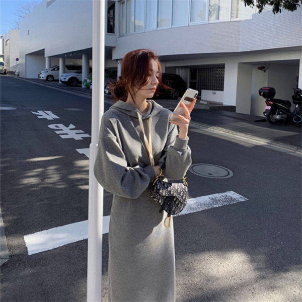 棉魚鱗秋季長袖連衣裙女2023春秋款顯瘦氣質時尚寬鬆休閒