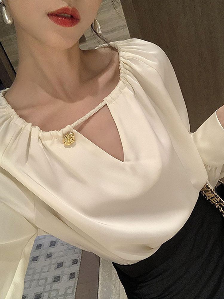 法式襯衫女秋季設計感別致氣質顯瘦上衣