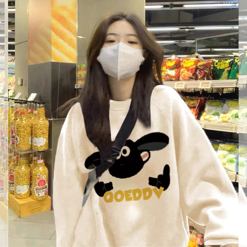 韓版新款華棉複合薄款310克/加絨410克 秋冬裝衛衣女印花寬鬆大碼