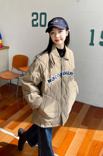 Real shot of down jacket women's short  new Korean style cotton coat large size loose slimming cotton coat