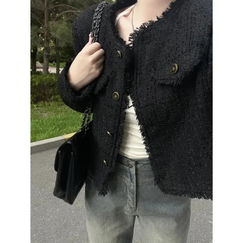 法式氣質高級感小香風外套女2023秋冬新款小眾設計感長袖短款開衫