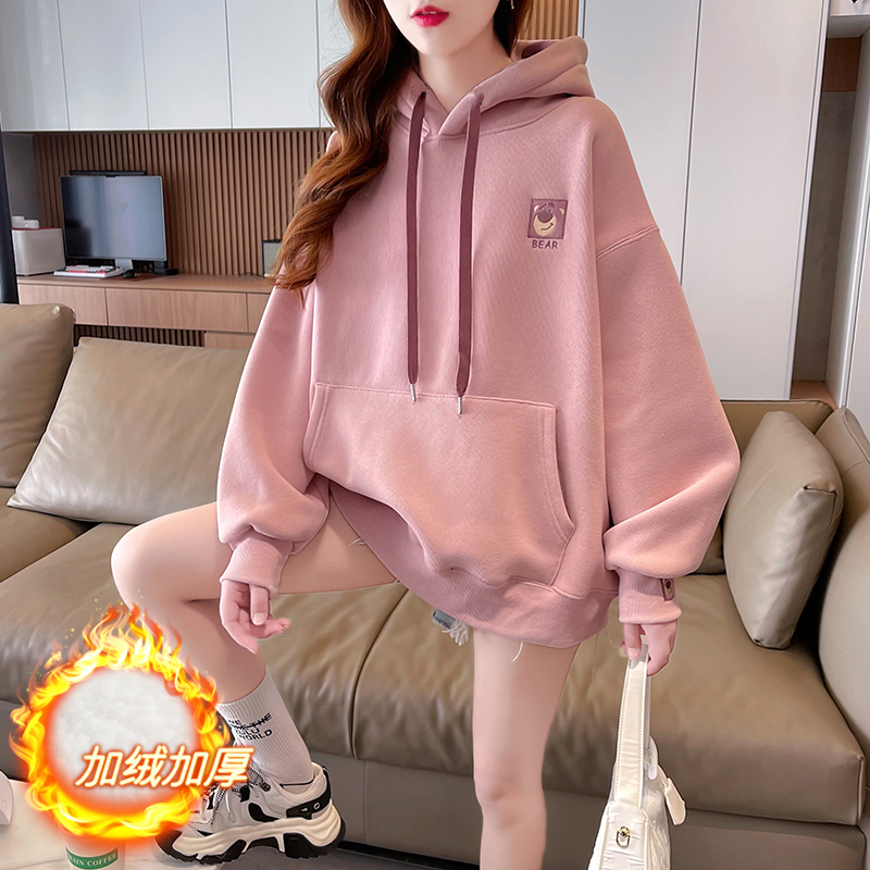 首發實拍純棉華棉複合銀狐絨 | 後包領 | 韓版中長款衛衣女
