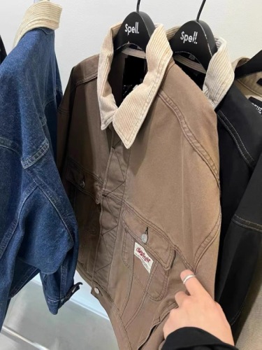 Marmalade  Autumn New Corduroy Color Block Collar Loose Jacket Trendy Fashion Casual Commuting Women's Jacket