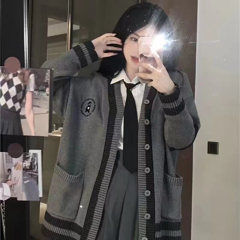 學院風小個子穿搭洋氣活潑減齡襯衫毛衣百褶裙jk制服兩件套裝秋季