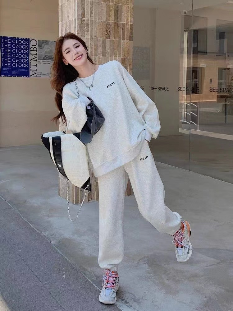 F.NY秋冬季衛衣套裝女薄款新款美式休閒運動上衣兩件套女