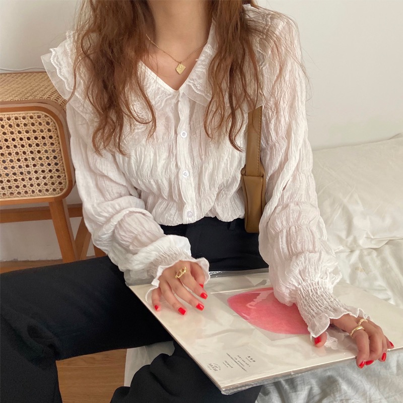 秋裝大碼女裝洋氣上衣內搭設計感甜美減齡百搭大碼襯衫M-4XL200斤