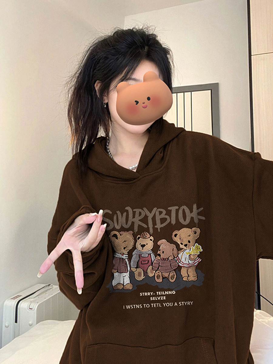 韓版新款時尚休閒 華棉複合薄款310克/加絨410克秋冬裝衛衣女印花