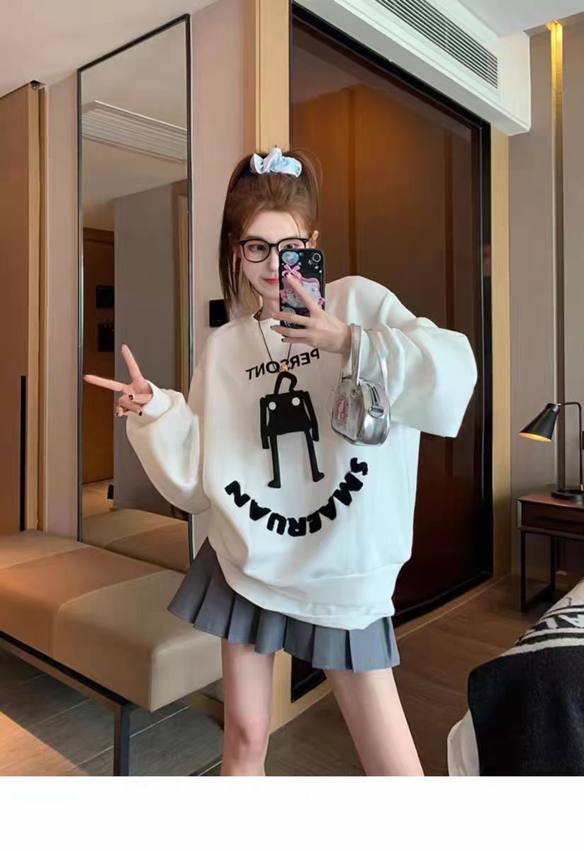 毛衣女春秋2023新款卡通潮牌高級感超好看重工套頭上衣玩偶針織衫
